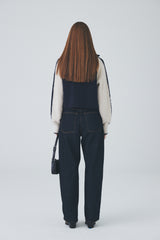 ボウクル2WAYジップアップニット / Boucle 2way Zip-up Knit [Navy]