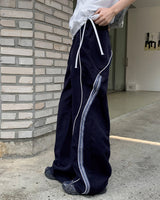 ナイロン配色ロングワイドスパントレーニングパンツ/marinet nylon coloring long wide spandex training pants