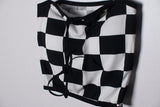 チェッカークロップトップ/checker crop top (with cap)