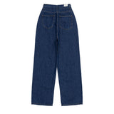 SEMI-WIDE FIT STRING POINT DARK DENIM PANTS [17708]
