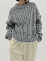 ウールプレッツェルバルキーニット / Wool pretzel bulky knit (4color)