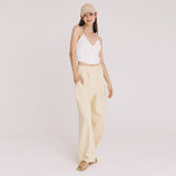 ツータックコットンワイドパンツ / TWOTUCK COTTON WIDE PANTS (YELLOW)