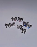 Silver ribbon drop earring (4color)