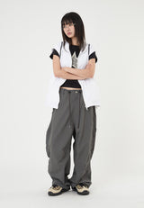 Work incision rivet nylon wide pants