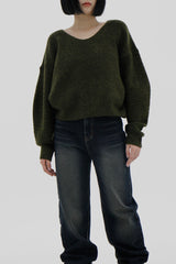 テビパフVネックニット/Tebi Puff V-neck Knit (4color)