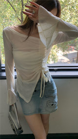 Belua off-shoulder long-sleeved tee