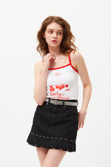 チェリートムボーイグラフィックノースリーブ / CHERRY TOMBOY GRAPHIC SLEEVELESS [WHITE]