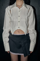 ジッパークロップシャツ / zipper crop sh - ivory