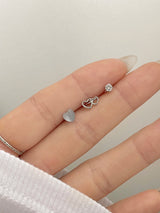 [3 set] sky double heart piercing set