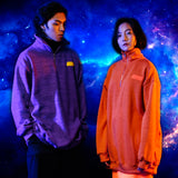 [UNISEX] Oversized Half-Zip Fleece Sweater (Orange) (6656117407862)