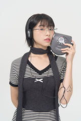 RIBBON KNIT TUBE TOP (CHARCOAL)