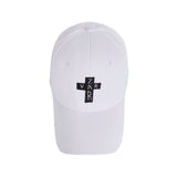 Black cross logo over fit buckle cap WHITE