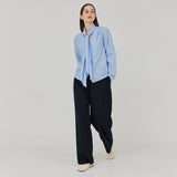 ツータックボタンワイドウールパンツ / Two-Tuck Button Wide Wool Pants (Navy)