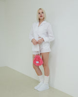 シグネチャーレーベルテリーストリングバッグ / Signature Label Terry String Bag - Hot Pink