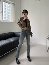 サテン クロップ アビエーション ジャンパー / Satin Crop Aviation Jumper (2color)