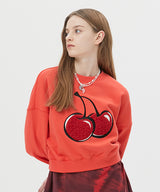 キルシービッグチェリーブークレクロップ丈トレーナー／BIG CHERRY SWEATSHIRT KA [PINK] (6656308412534)
