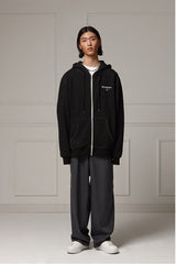 Pigment washed zipup hoodie - Black (4622122352758)