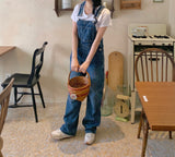 フレンチワイドデニムオーバーオールサスペンダージャンプスーツ / French wide denim overalls suspenders jumpsuit