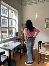 ブルーオンウォッシュドワイドストレートデニムパンツ / Blue-On-Washed Wide Straight Denim Pants