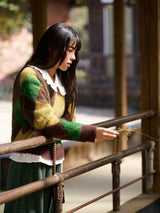 Mohair Argyle Knit Pullover