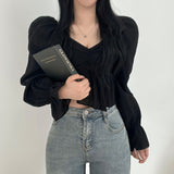 Smocked Back Chiffon Blouse