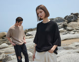 【OUTLET】OVERSIZED FISHNET DETAIL SS SWEATER BLACK