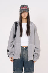 Stay pigment washed hood zip-up