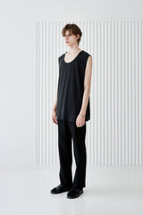 MODAL LENGTHY SLEEVELESS T-SHIRT BLACK (6566880149622)