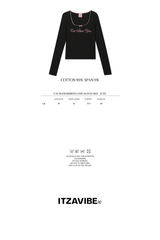 キャットブレスリボン長袖Tシャツ - BLACK