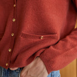100%cashmere steel button pocket cardigan_BURGENDY (6653774135414)