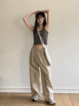 ピディナイロンスリット2ウェイロングワイドジョガーパンツ / Pidi Nylon Slit Two-Way Long Wide Jogger Pants