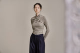 ドレープジャージートップス/DRAPE JERSEY TOP_KHAKI