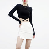 [NONCODE] Lexit strap crop T-shirt