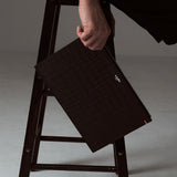 クロコダイルエンボクラッチ/CROCODILE EMBO CLUTCH-BLACK