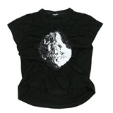 シャーリングロゴクロップTシャツ / 222 X shirring logo crop t - Black
