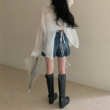 [Bellide made] Vintage Wood Washing Denim Shorts