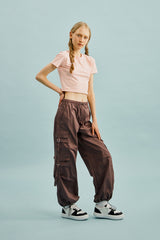 スモールチェリークロップ丈のTシャツ／SMALL CHERRY CROP T-SHIRT [SALMON PINK]