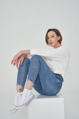 ハイウェストスキニージーンズ/HIGH WAIST LIGHT BLUE SKINNY JEAN [6808]