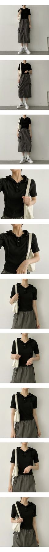 ミズスリットスナップフード半袖Tシャツ / Mizu Slit Snap Hood Short Sleeve Tee
