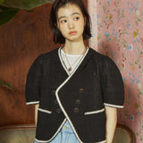 ツイードサイドボタンジャケット/[LINE] Tweed Side Button Jacket (Black)