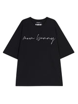 MOON BUNNY LETTERING EMBROIDERY OVERSIZED T-SHIRT BLACK (6586879017078)