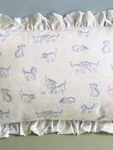 カツオフリルクッション 40×25 ミアウ猫 フラワープリント コットン綿カバーベビー枕