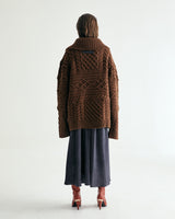 UNISEX MERINO WOOL CABLE KNIT ZIPUP W - MOCHA (6636048613494)