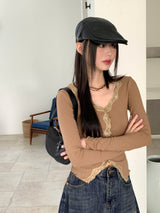 Romin lace long-sleeved cardigan