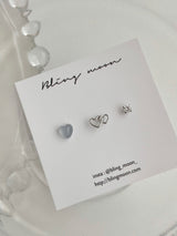 [3 set] sky double heart piercing set