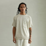オーガニックコットンハーフスリーブニット/ORGANIC COTTON HALF SLEEVE KNIT (CREAM)