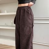 Kanji Pocket Corduroy Banding Long Wide Pants