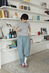 ribbon string pants (blue-gray)