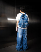 Washed Denim Turtle Backpack (Blue)