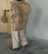 Oversized fit leather padded vest